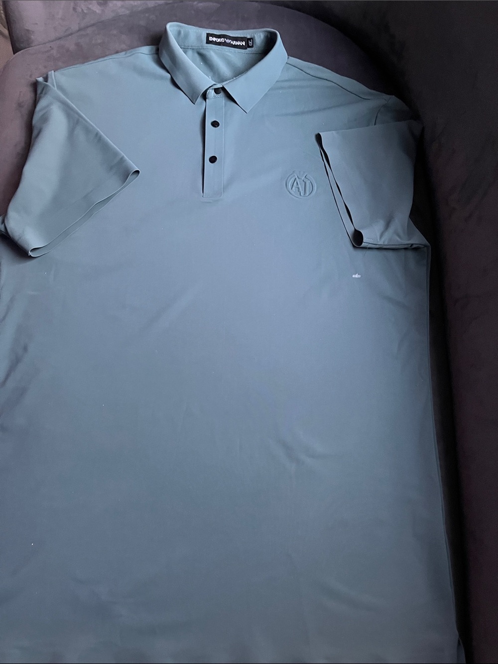 Emporio Armani Men’s Slate Blue Polo Shirt with Subtle Logo